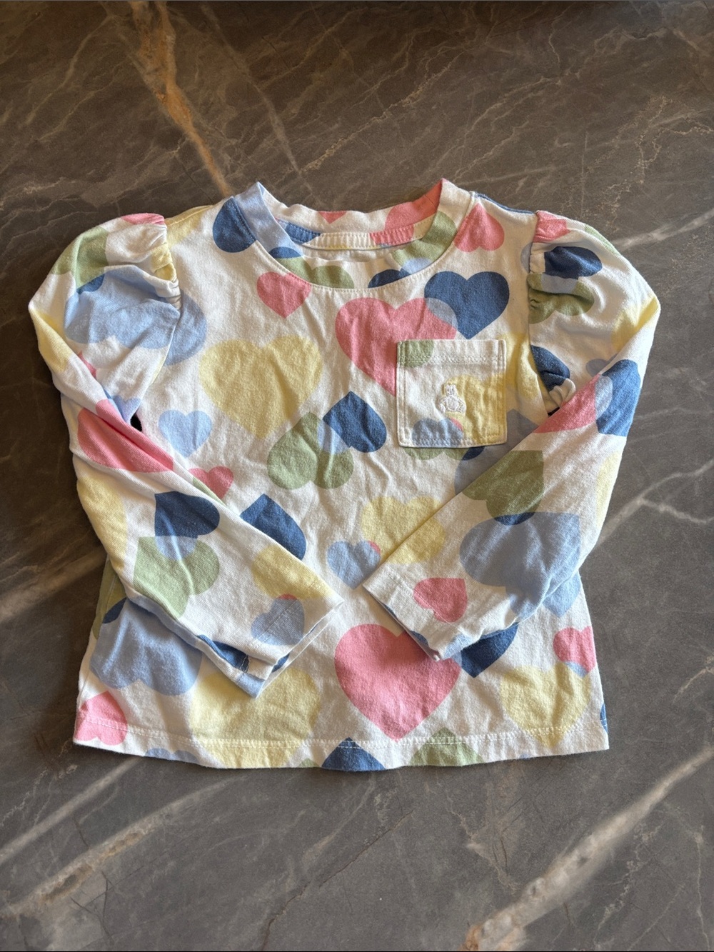 GAP White Long Sleeve Tee with Pastel Heart Mix